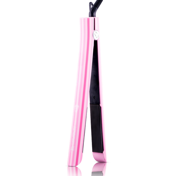 Platinum Genius Heating Element Hair Straightener with 100% Ceramic Plates - Pink Stripes