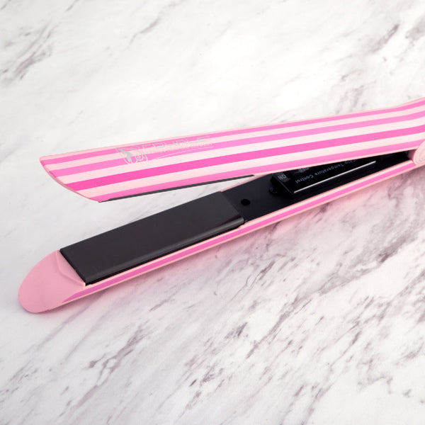 Platinum Genius Heating Element Hair Straightener with 100% Ceramic Plates - Pink Stripes