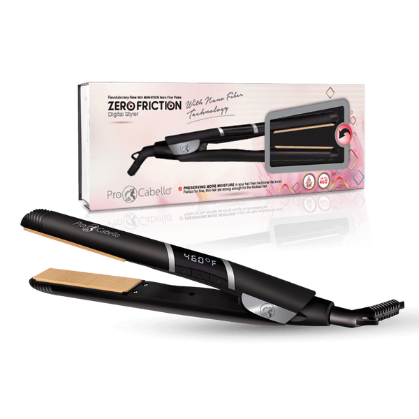 1″ Nano Fiber Flat Iron With Zero Friction Technology - Black - RoyaleUSA